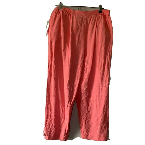 Ruby Rd Linen Blend Coral Cropped Pants Size 14 - Picture 4 of 5